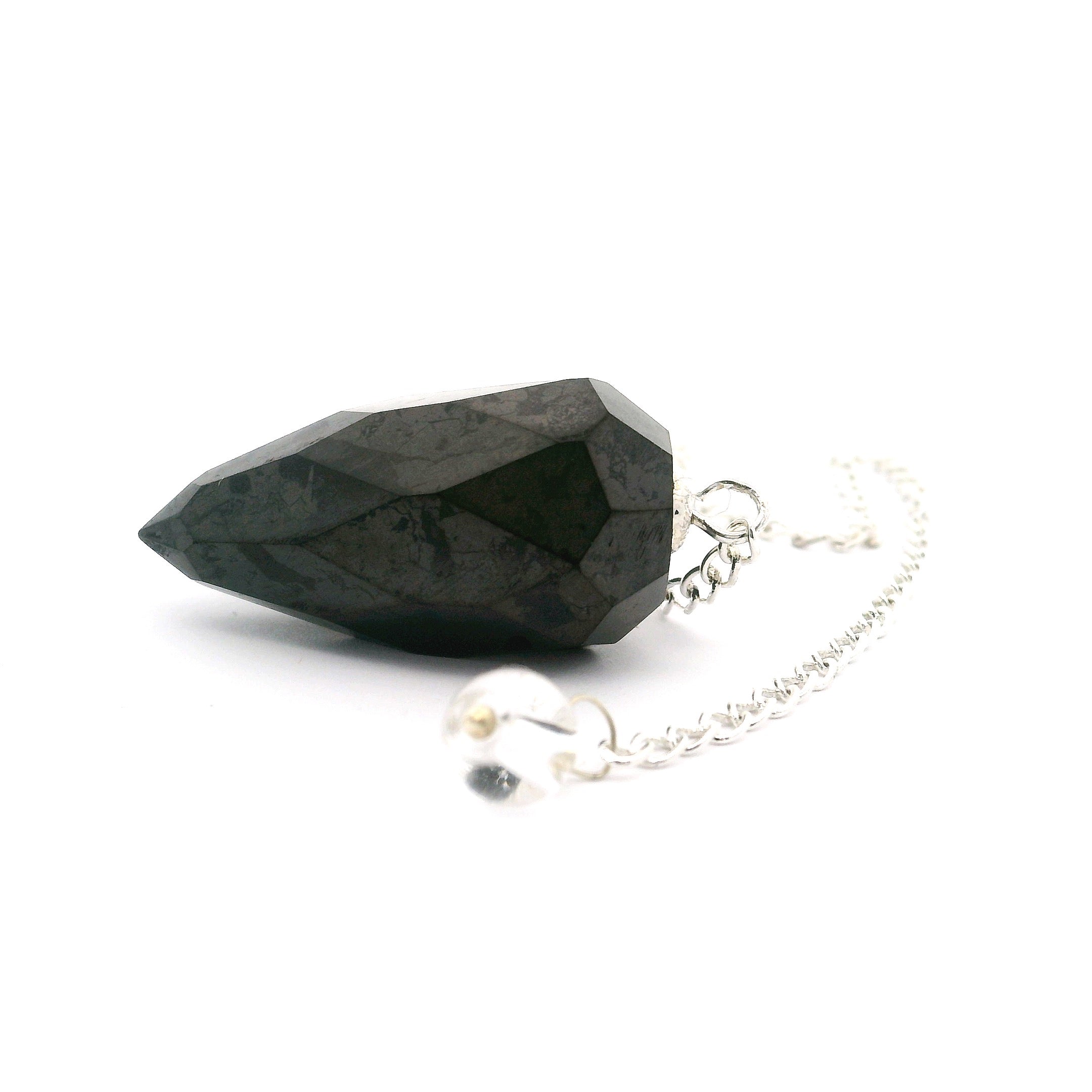 Shungite Faceted Droplet Gemstone Pendulum | Crystals & Minerals > Specimens | Wiccan Center