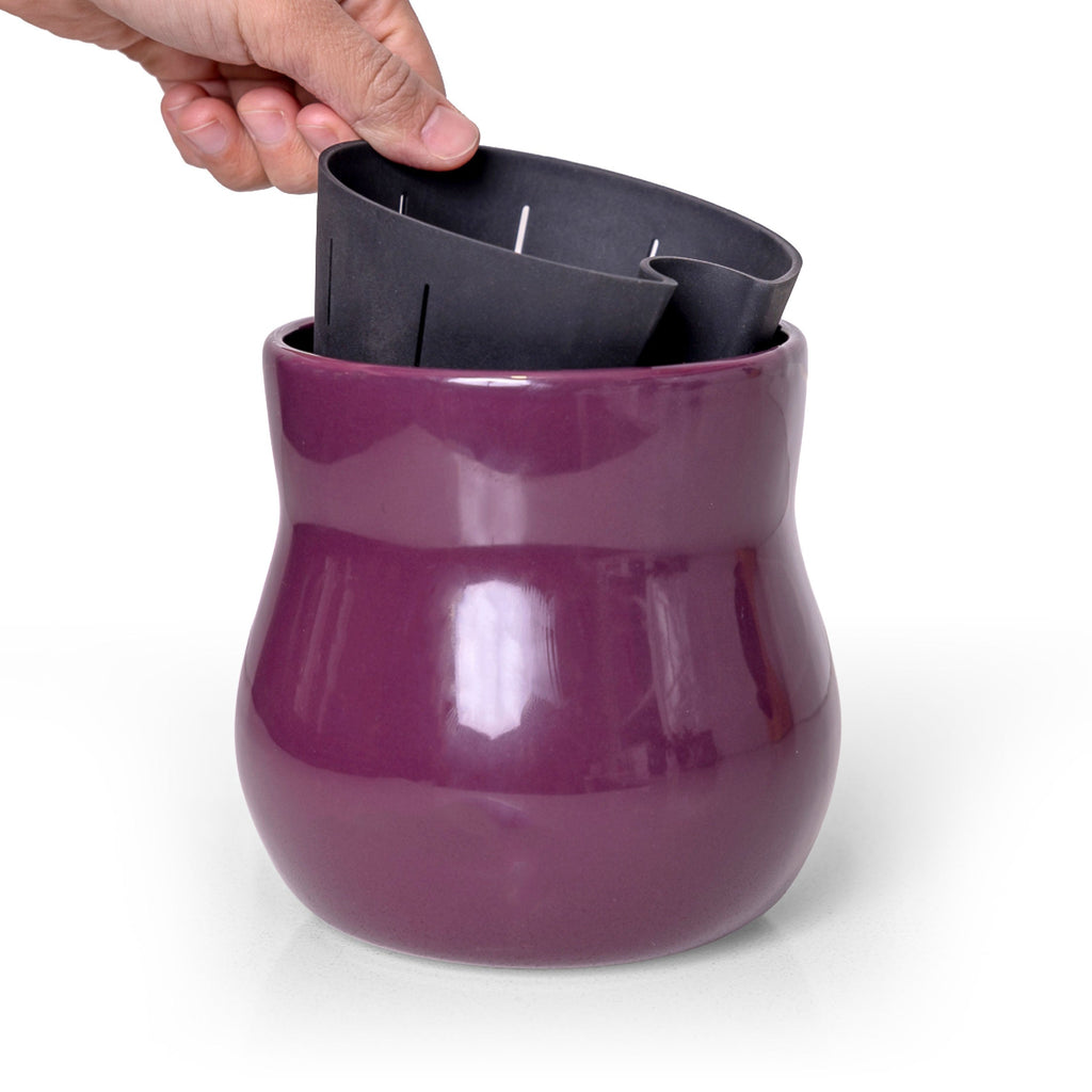 Ceramic Plant Pot with Rubber Liner - Violet Purple | Indoor Plant Pot | Wiccan Center