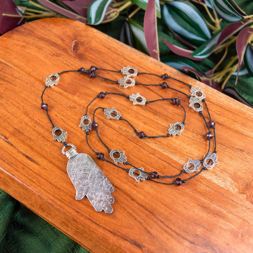 Silver Hamsa Bead Necklace