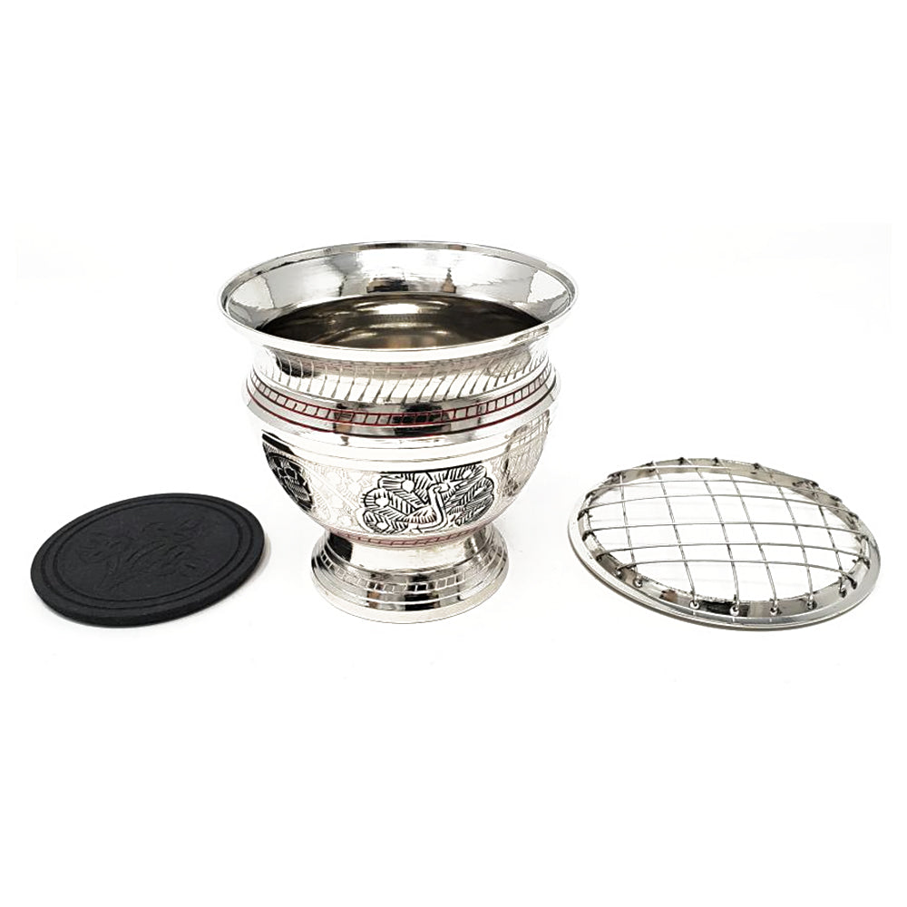 Silver Peacock Carved Brass Screen Charcoal Burner | Incense Burner | Wiccan Center