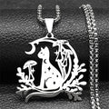 Cat Moon Mushroom Necklace | necklace | Wiccan Center