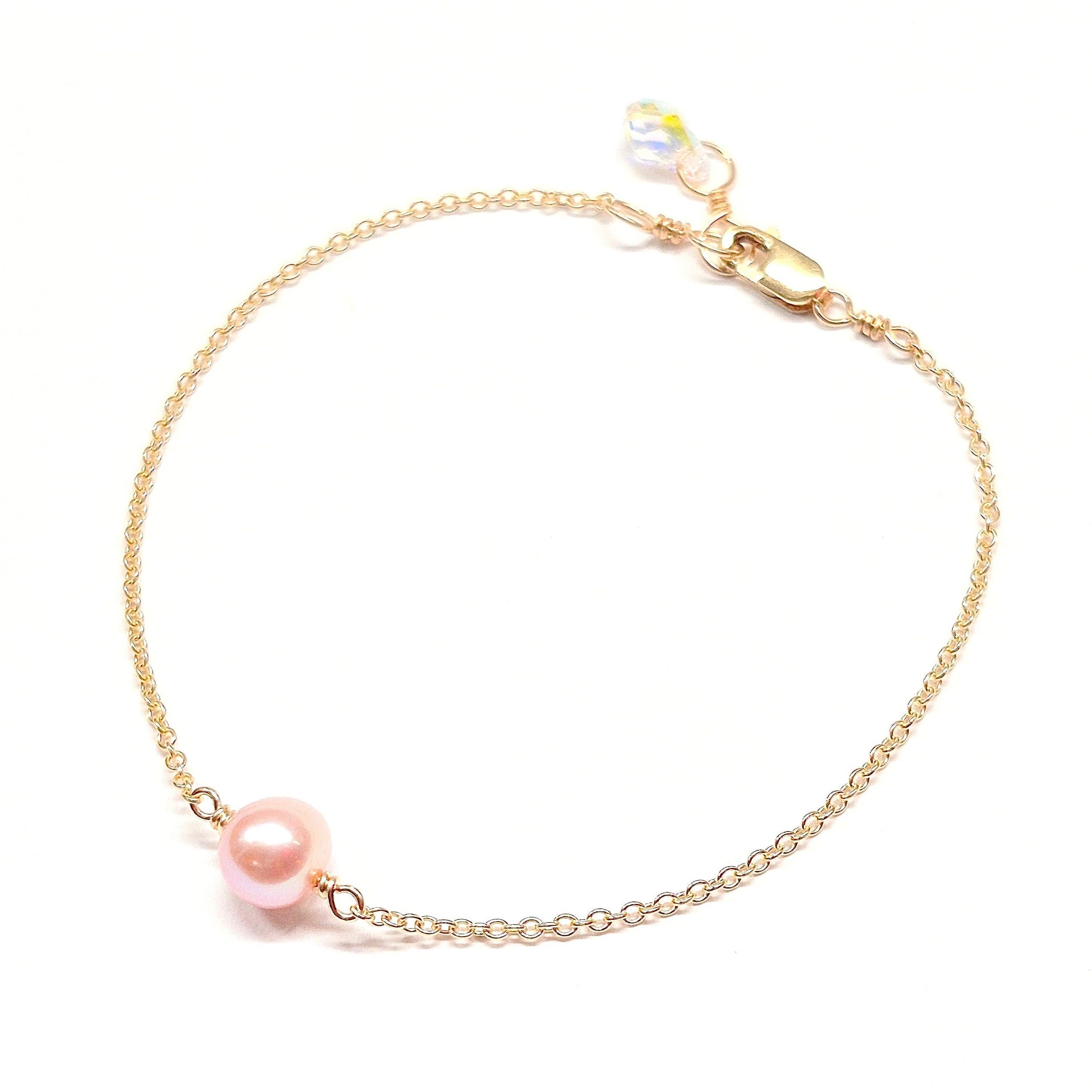 Single Round Pearl Bracelet with Swarovski Clasp