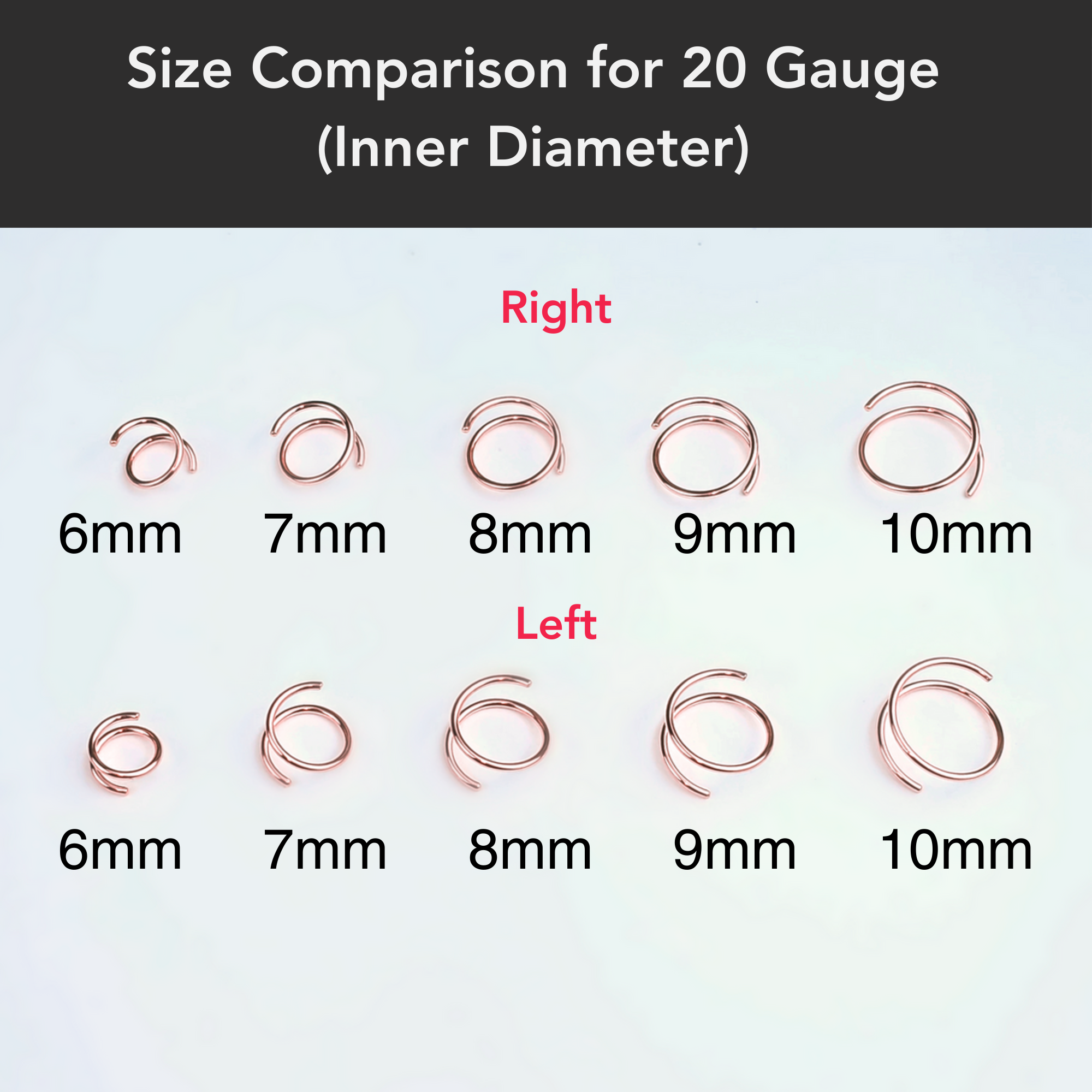 3Pack Double Hoop Nose 14k Gold Filled and 925 Silver Spiral Nose Rings 20G 8mm Right | NOSE HOOP | Wiccan Center