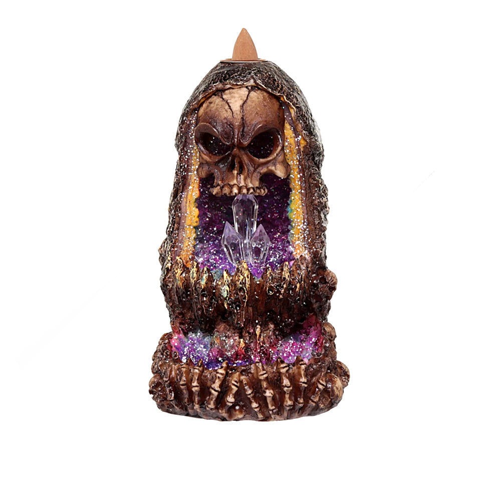 Skull and Crystal Cave Backflow Burner | Incense Burner | Wiccan Center