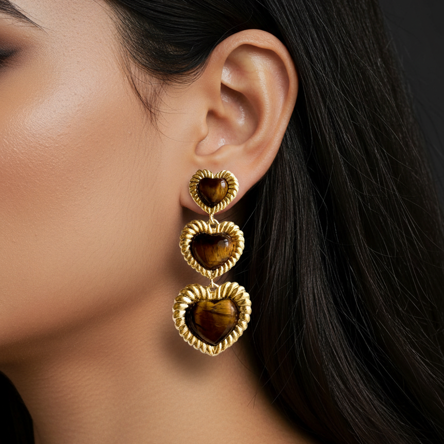 Sloan Triple Heart Earrings Four Colors Available