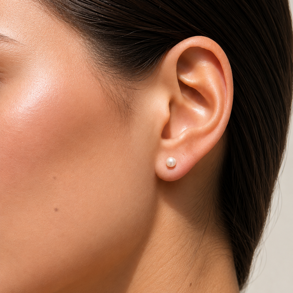 Genuine Pearl Stud Earrings