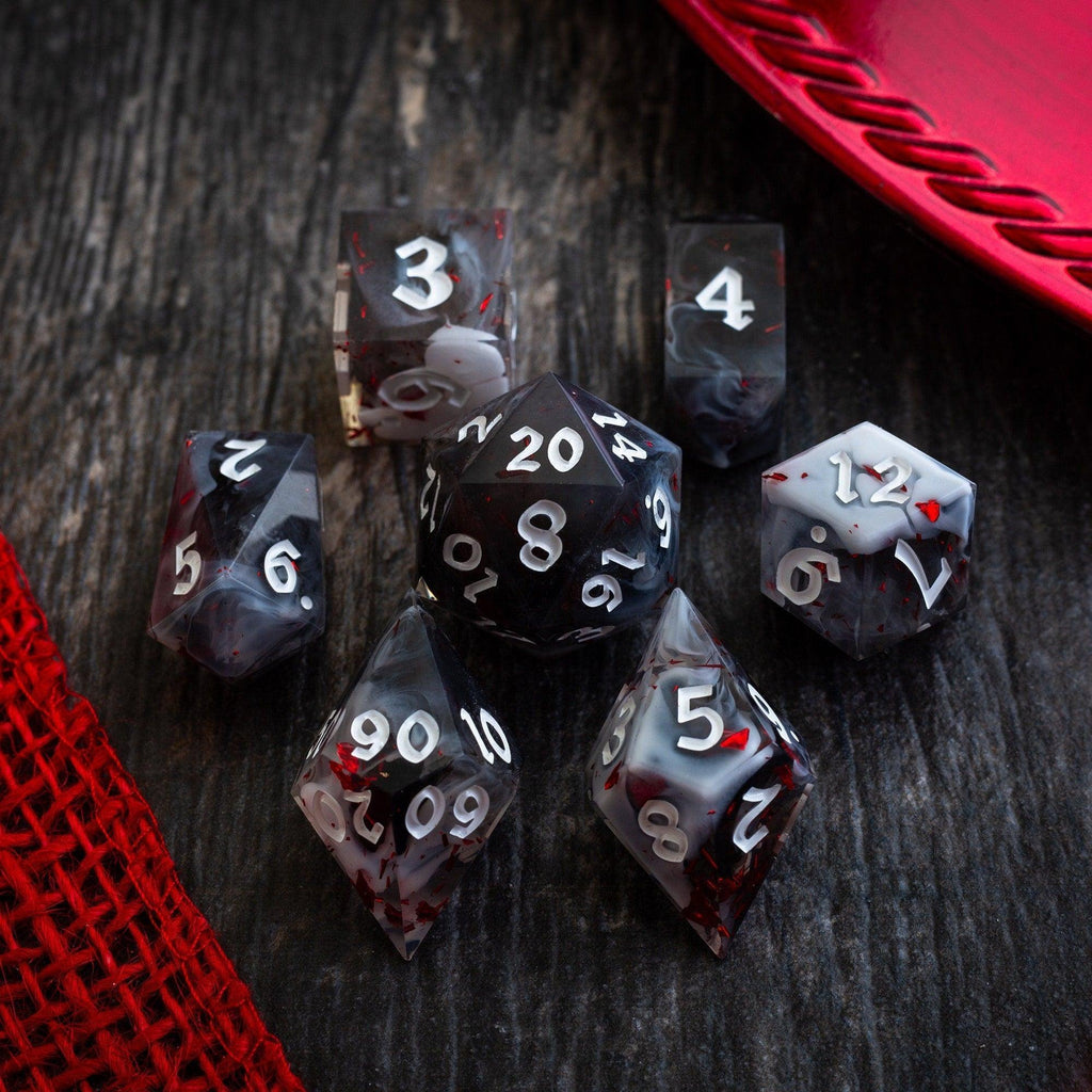 Smoke And Blood Handmade Resin DND Dice Set | Resin Dice | Wiccan Center