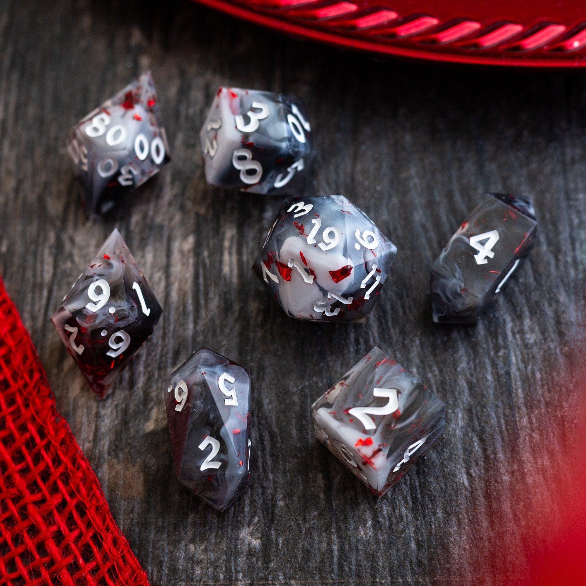 Smoke And Blood Handmade Resin DND Dice Set | Resin Dice | Wiccan Center