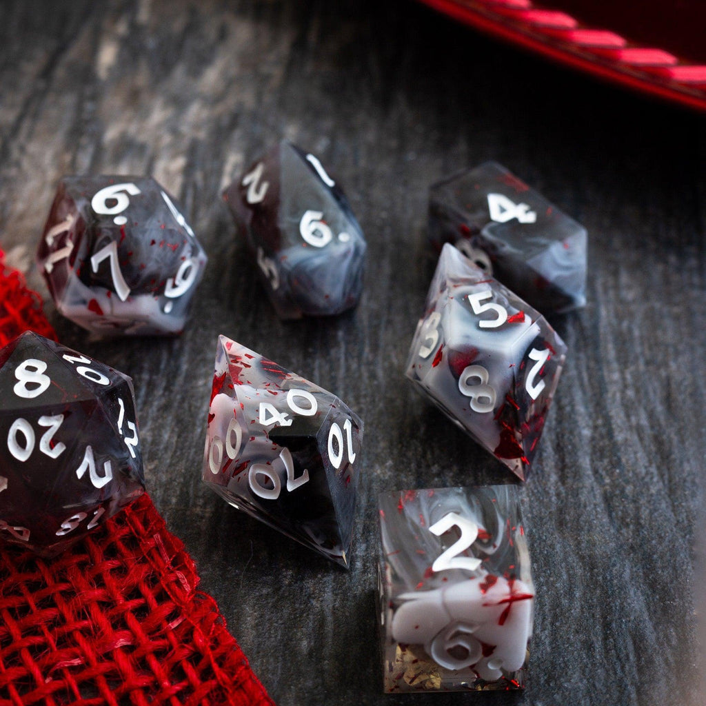 Smoke And Blood Handmade Resin DND Dice Set | Resin Dice | Wiccan Center