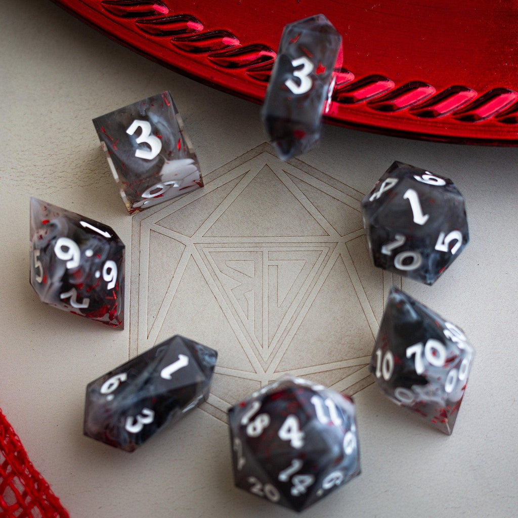 Smoke And Blood Handmade Resin DND Dice Set | Resin Dice | Wiccan Center