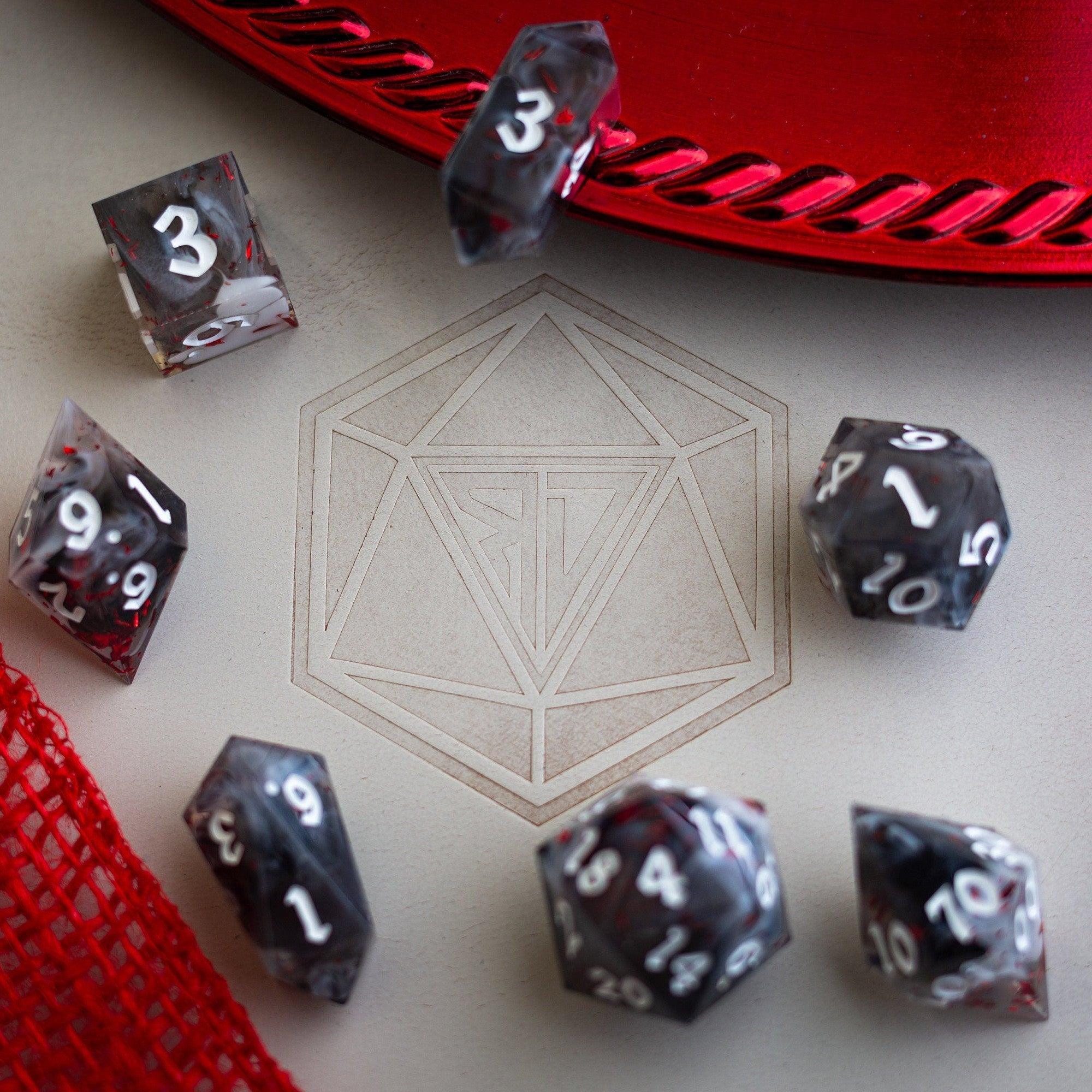 Smoke And Blood Handmade Resin DND Dice Set | Resin Dice | Wiccan Center