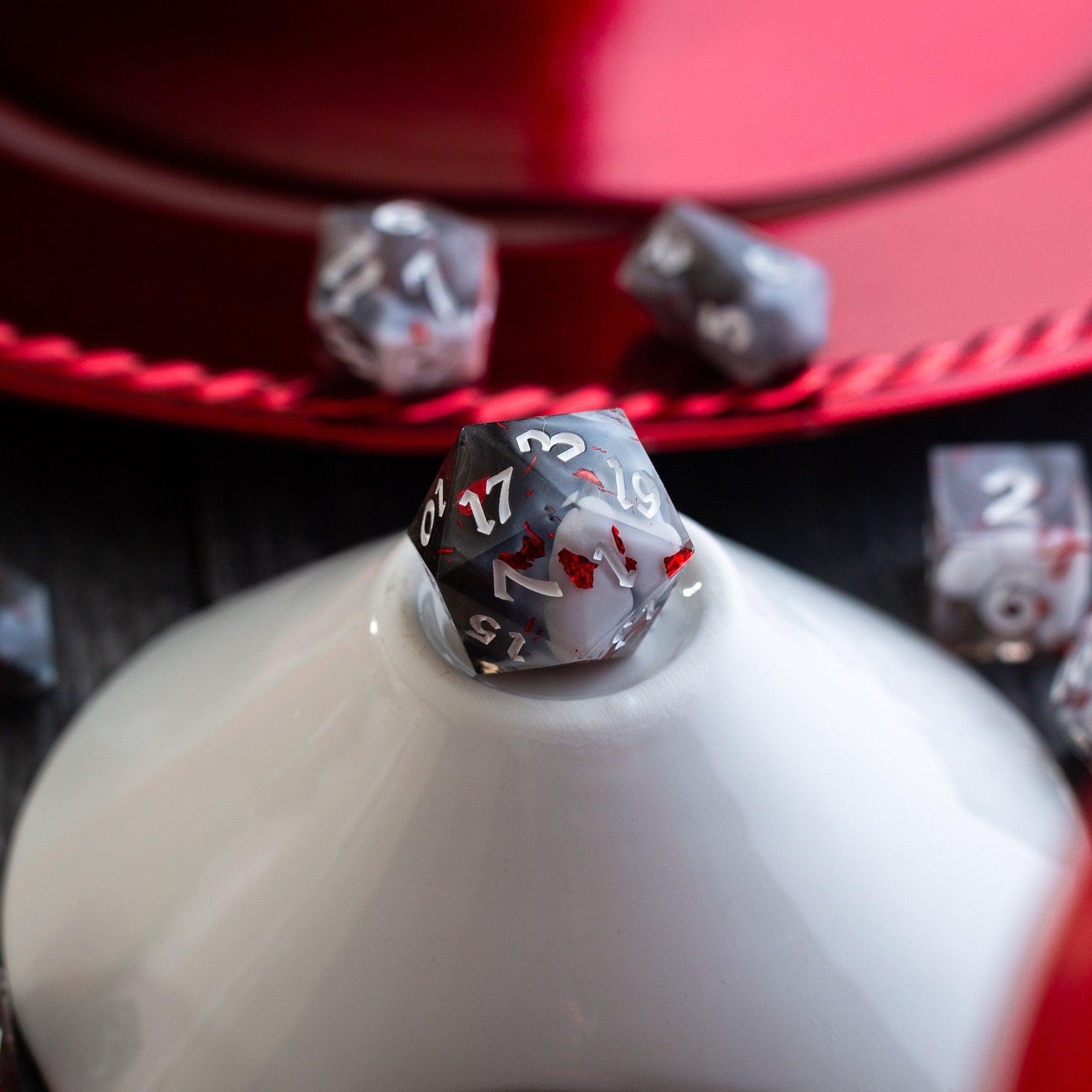Smoke And Blood Handmade Resin DND Dice Set | Resin Dice | Wiccan Center
