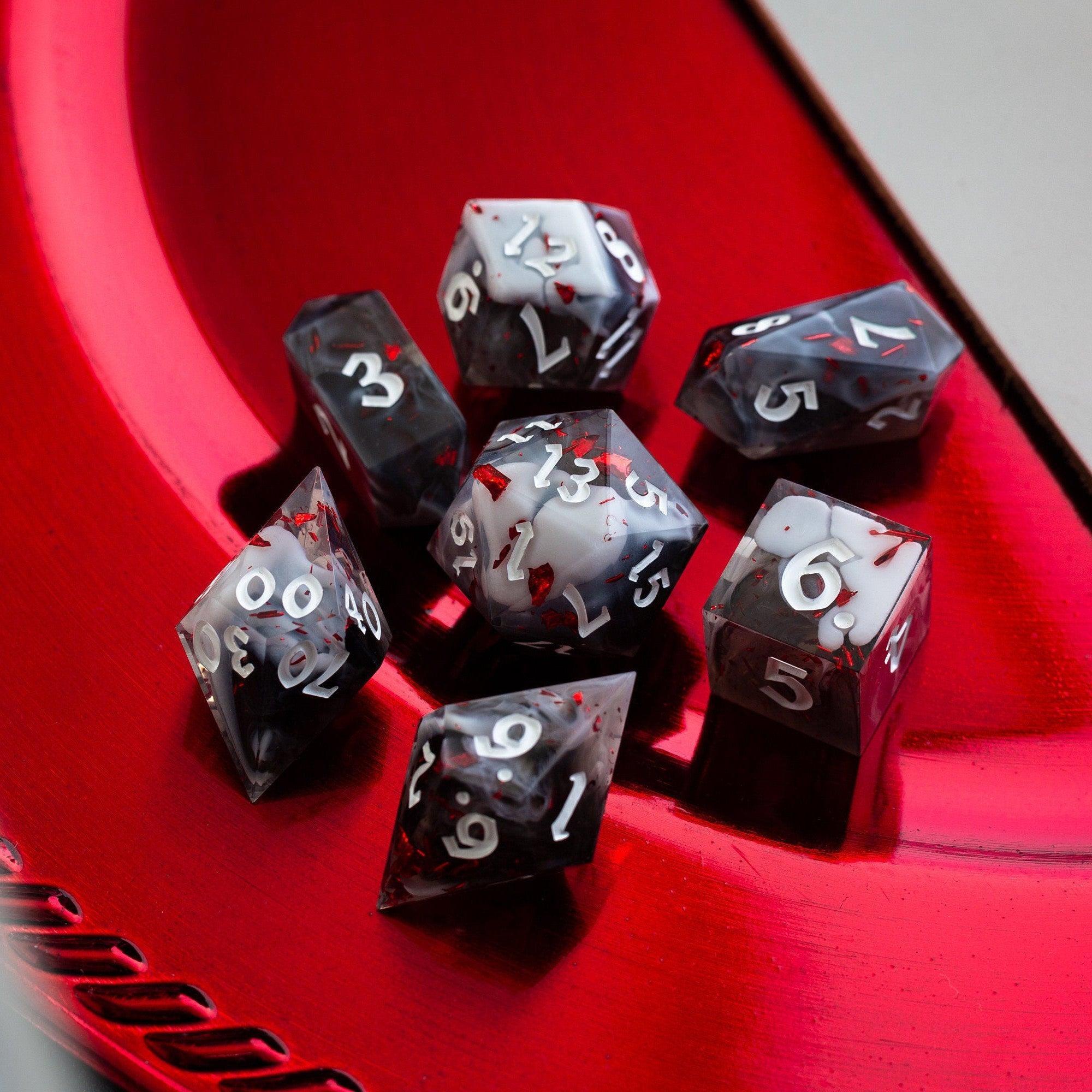 Smoke And Blood Handmade Resin DND Dice Set | Resin Dice | Wiccan Center