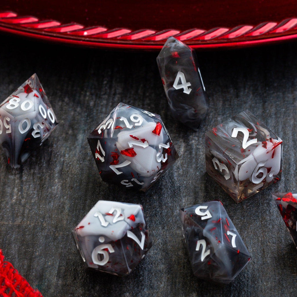 Smoke And Blood Handmade Resin DND Dice Set | Resin Dice | Wiccan Center