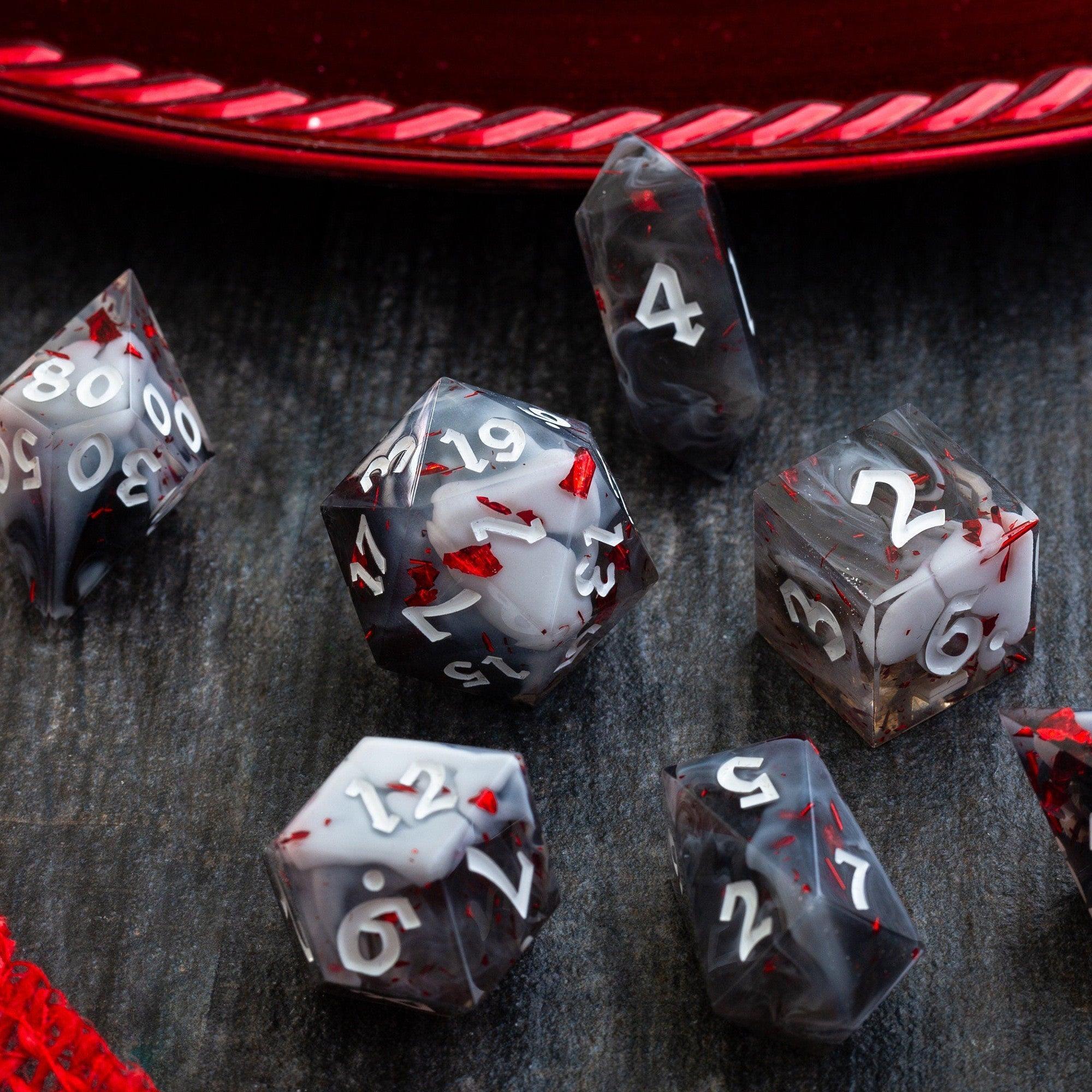 Smoke And Blood Handmade Resin DND Dice Set | Resin Dice | Wiccan Center