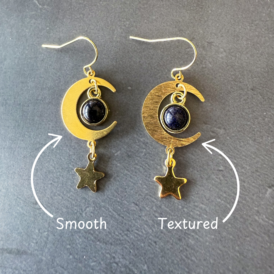 Starlit Crescent Earrings with Blue Sandstone | Earrings | Wiccan Center