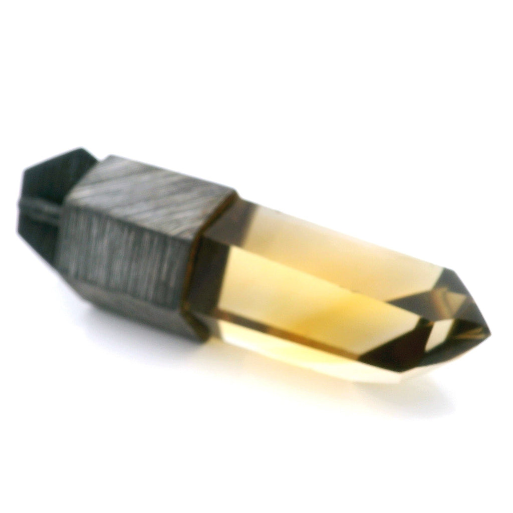 Smoky Citrine Crystal Point Pendant Bezel Set in Oxidized 925 Sterling Silver Lantern Column with Rectangle Bail | Gemstone Jewelry > Pendants | Wiccan Center