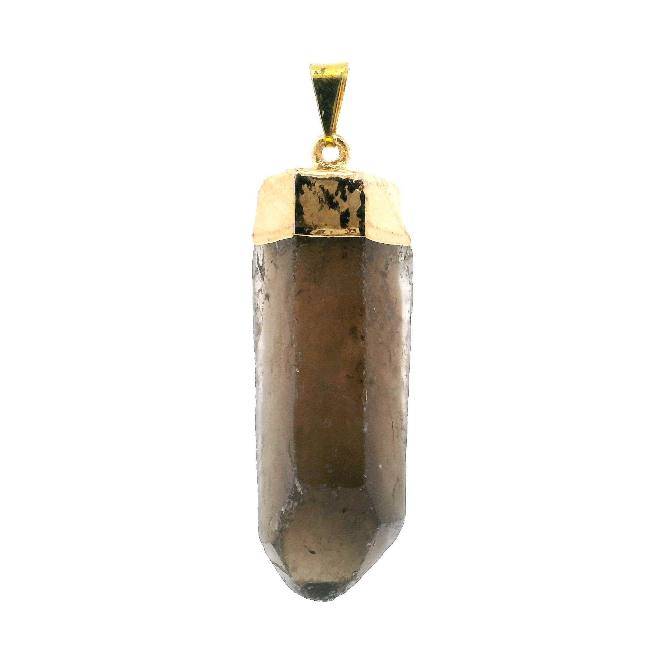 Smoky Quartz Point Pendant with Plated Gold Cap | Gemstone Jewelry > Pendants | Wiccan Center