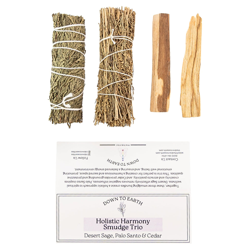 Holistic Harmony Smudging Trio: Desert Sage, Palo Santo & Cedar | Religious Items | Wiccan Center