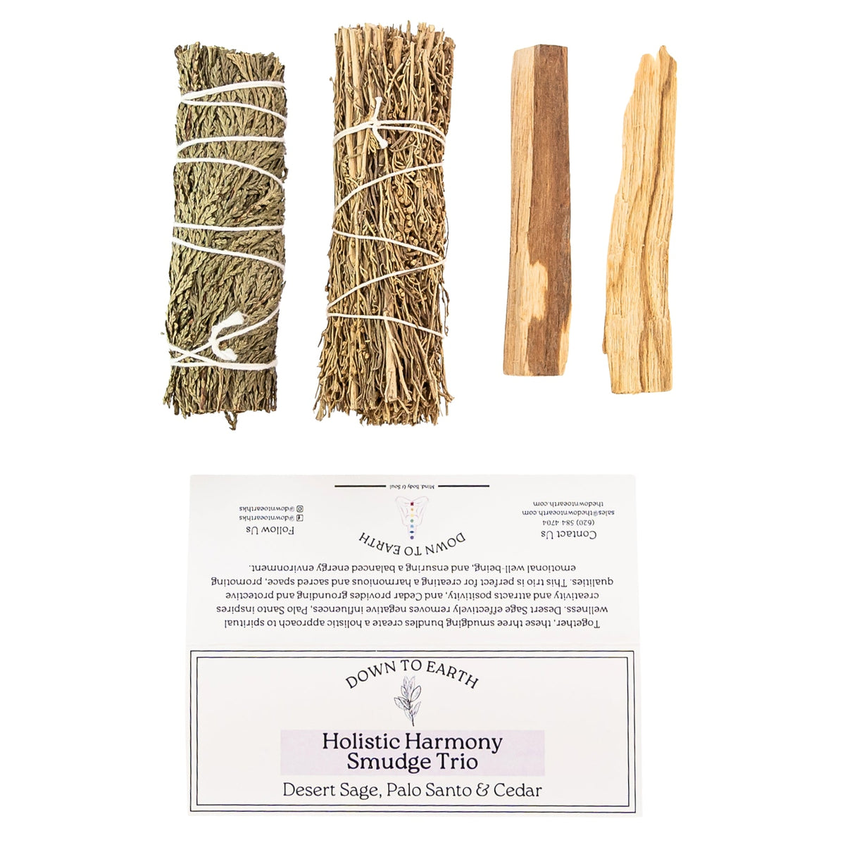 Holistic Harmony Smudging Trio: Desert Sage, Palo Santo & Cedar | Religious Items | Wiccan Center