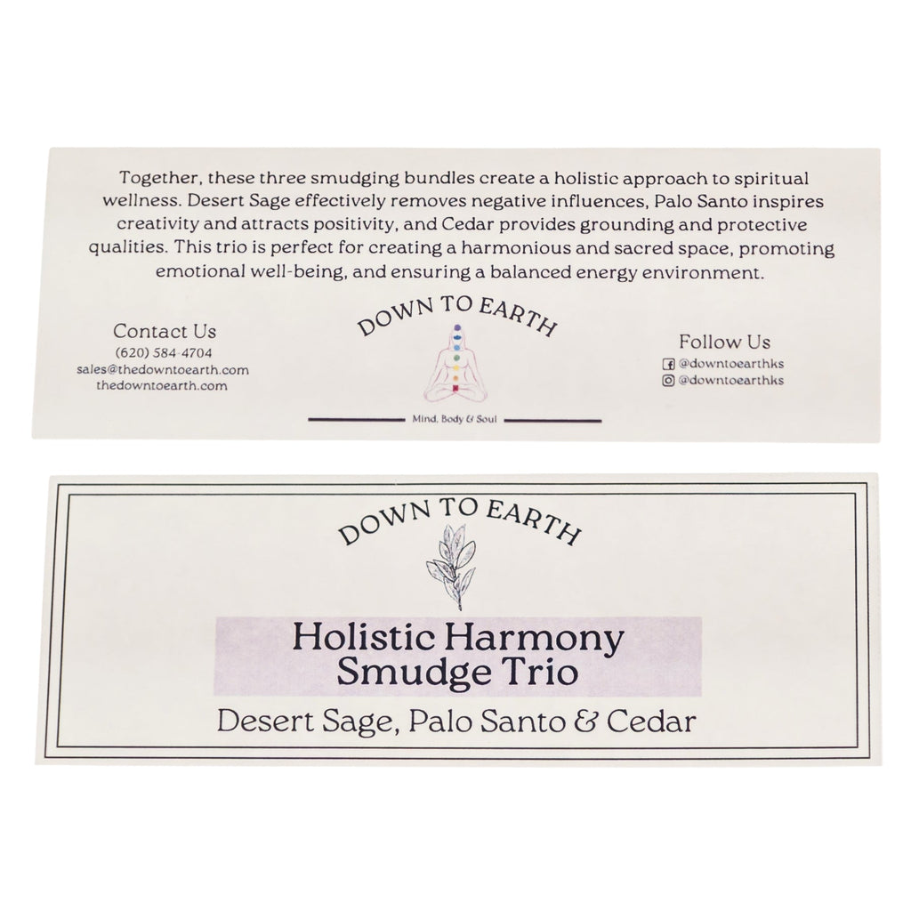 Holistic Harmony Smudging Trio: Desert Sage, Palo Santo & Cedar | Religious Items | Wiccan Center