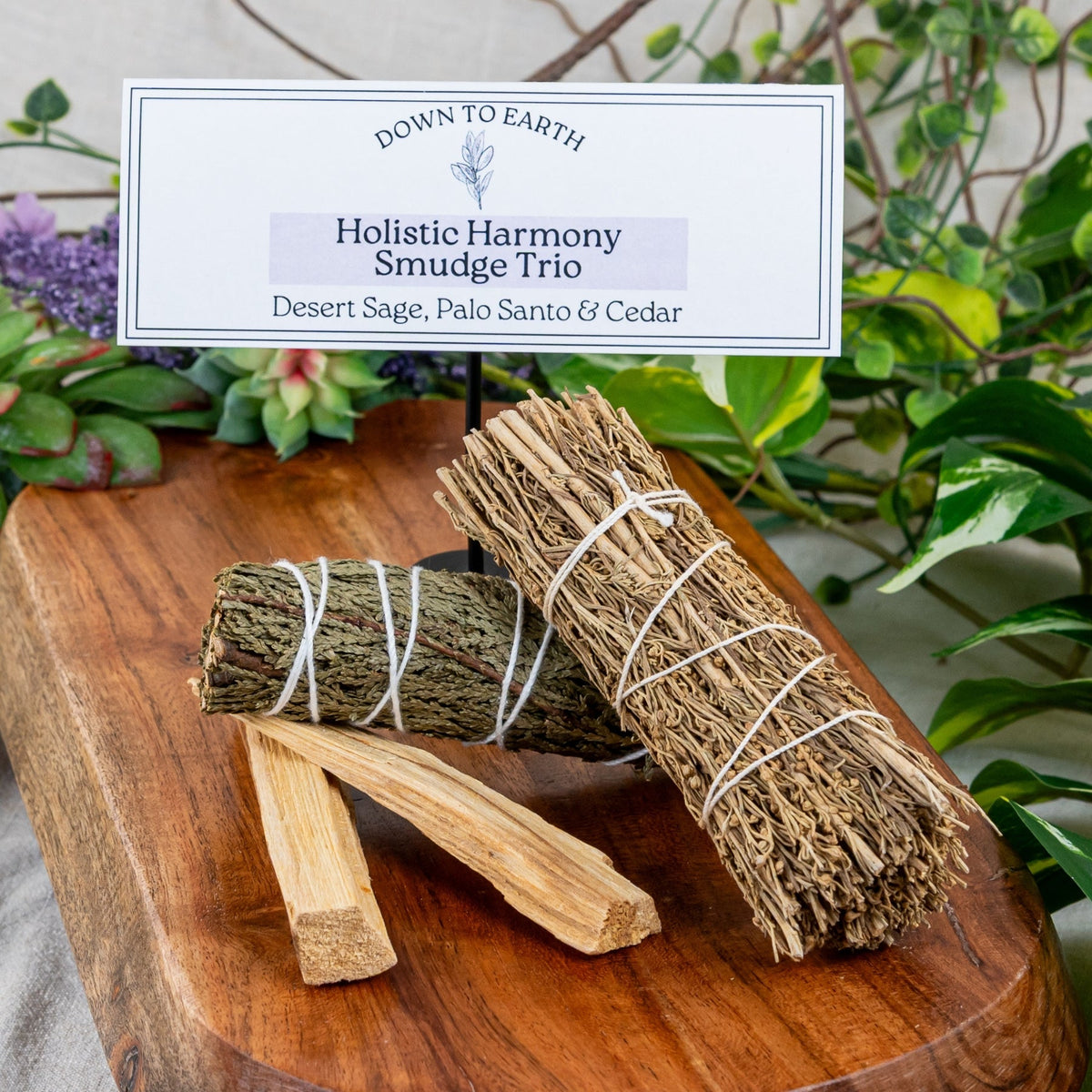 Holistic Harmony Smudging Trio: Desert Sage, Palo Santo & Cedar | Religious Items | Wiccan Center