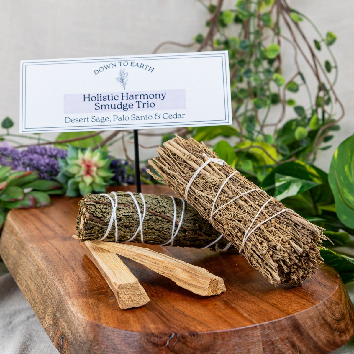 Holistic Harmony Smudging Trio: Desert Sage, Palo Santo & Cedar | Religious Items | Wiccan Center