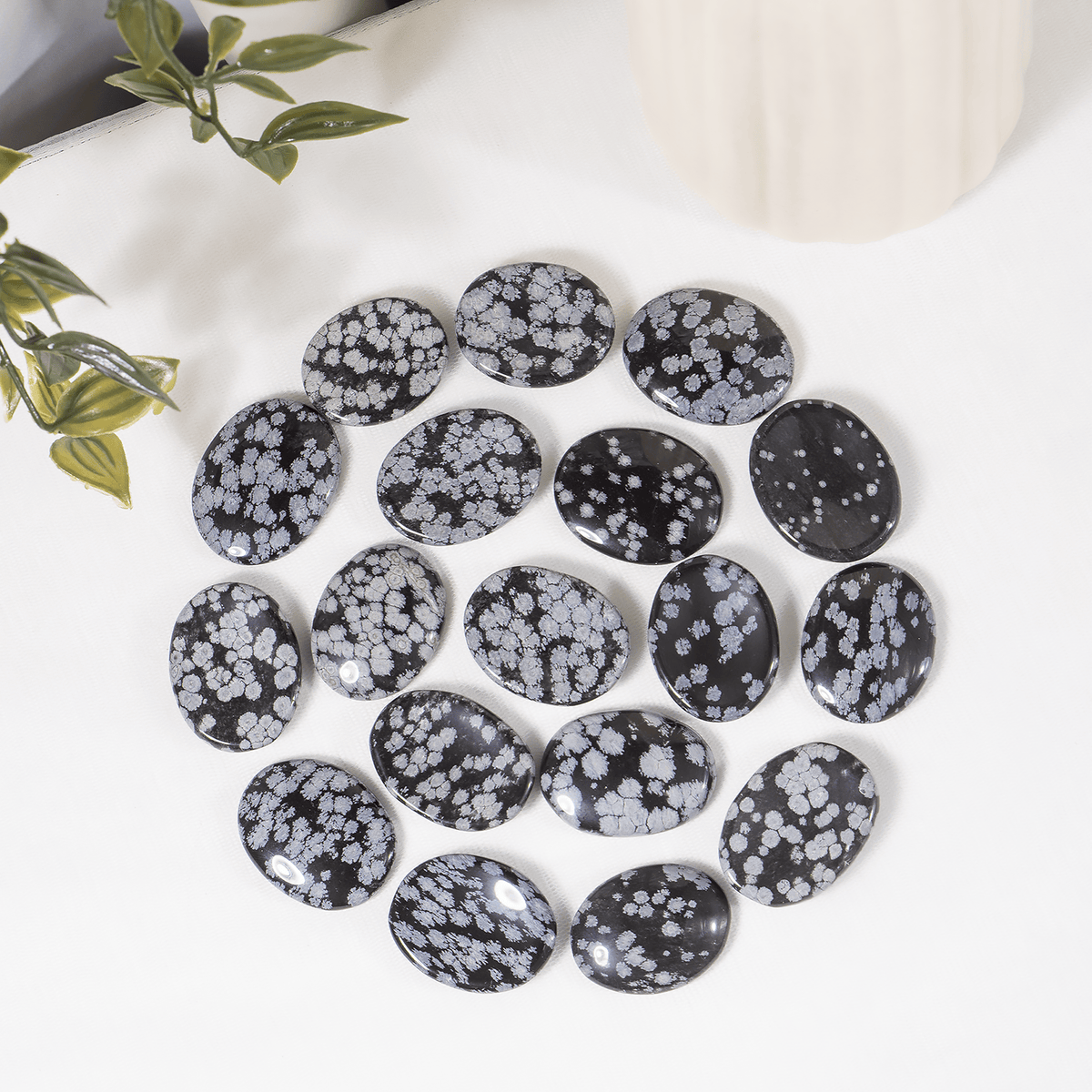 Snowflake Obsidian Pocket Stones (Angelic Communication and Past Life Recall) | Worry & Palm Stones | Wiccan Center