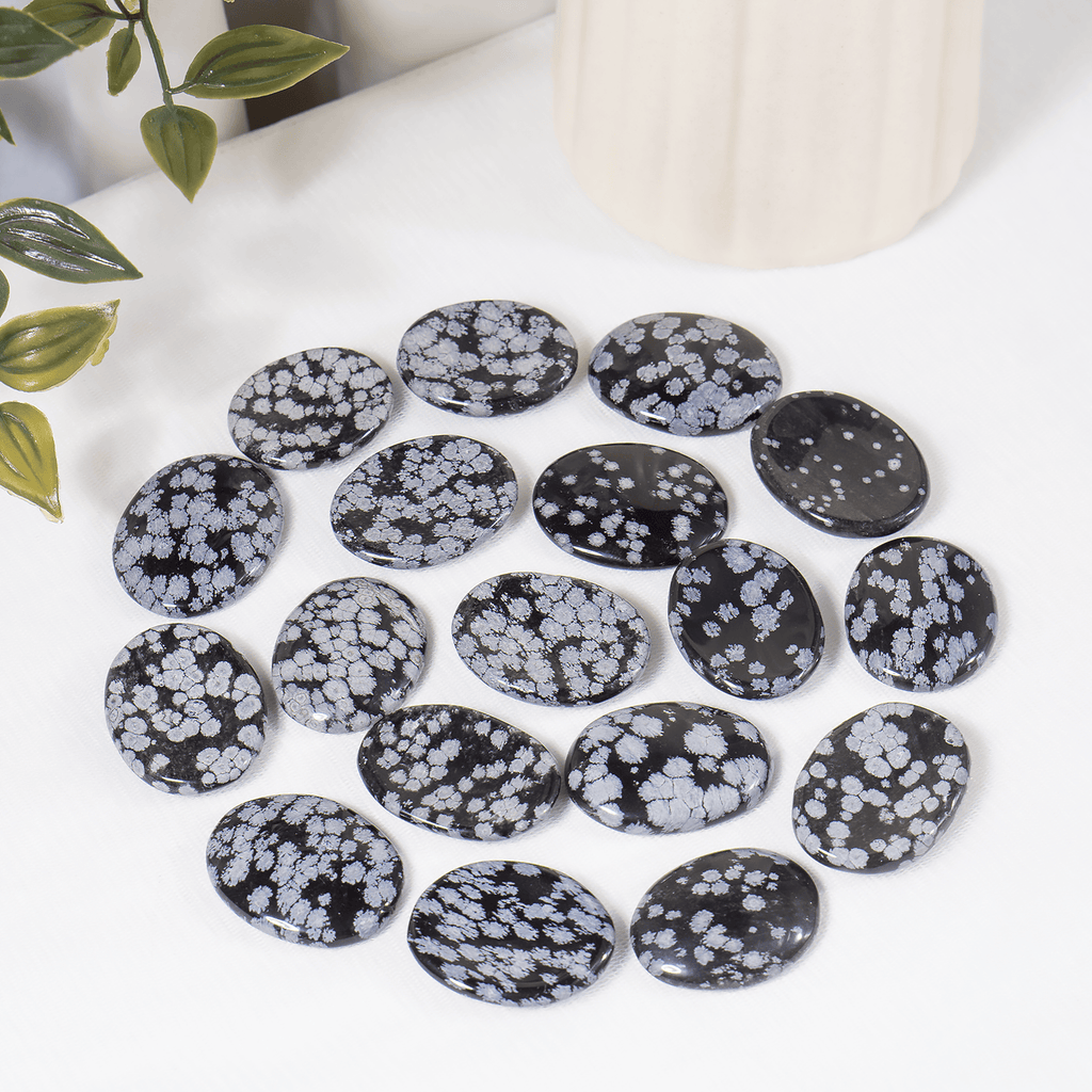 Snowflake Obsidian Pocket Stones (Angelic Communication and Past Life Recall) | Worry & Palm Stones | Wiccan Center