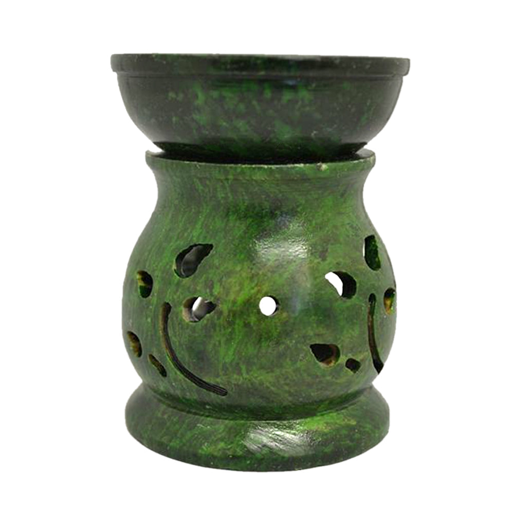 Green Soapstone Aroma Lamp | Oil Burner | Wiccan Center