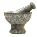 Soapstone Mortar & Pestle Carved Leaves Natural | Mortar & Pestle | Wiccan Center