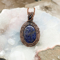 Sodalite Oval Wire Wrap Pendant 2.25 Inch | Wire Wraps | Wiccan Center