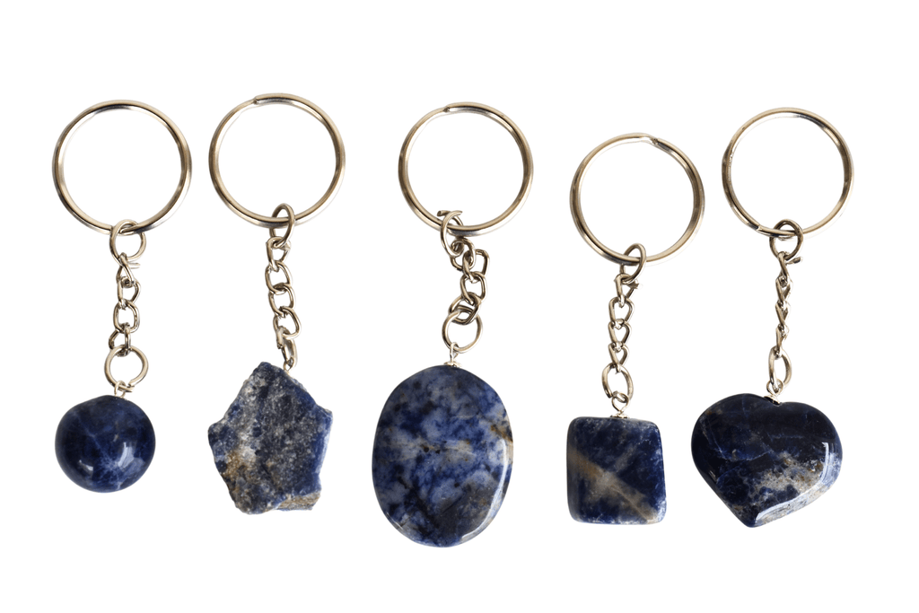 Sodalite Key Chain, Gemstone Keychain Crystal Key Ring (Meditation and Angelic Communication ) | Stone Carvings | Wiccan Center