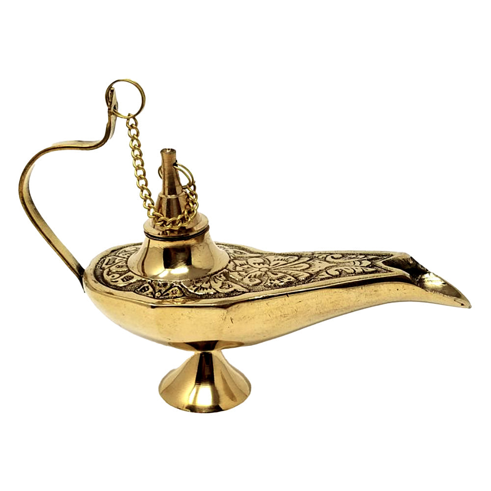 Solid Brass Aladdin Lamp 6"L ( Genie Lamp) Incense Burner | Incense Burner | Wiccan Center