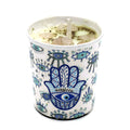 Votive Scented Candle with Herbs and Crystal Stones - Hamsa Hand | Candle | Wiccan Center