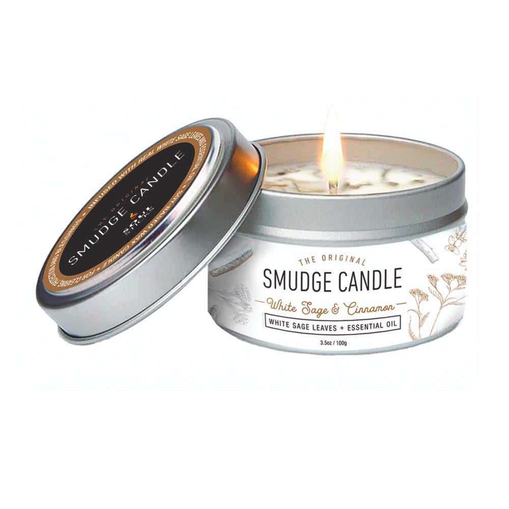 White Sage & Cinnamon Smudge Candle | Candle | Wiccan Center