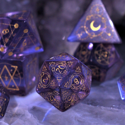 Spellcaster Purple Glass Dice Set | Stone/Glass | Wiccan Center