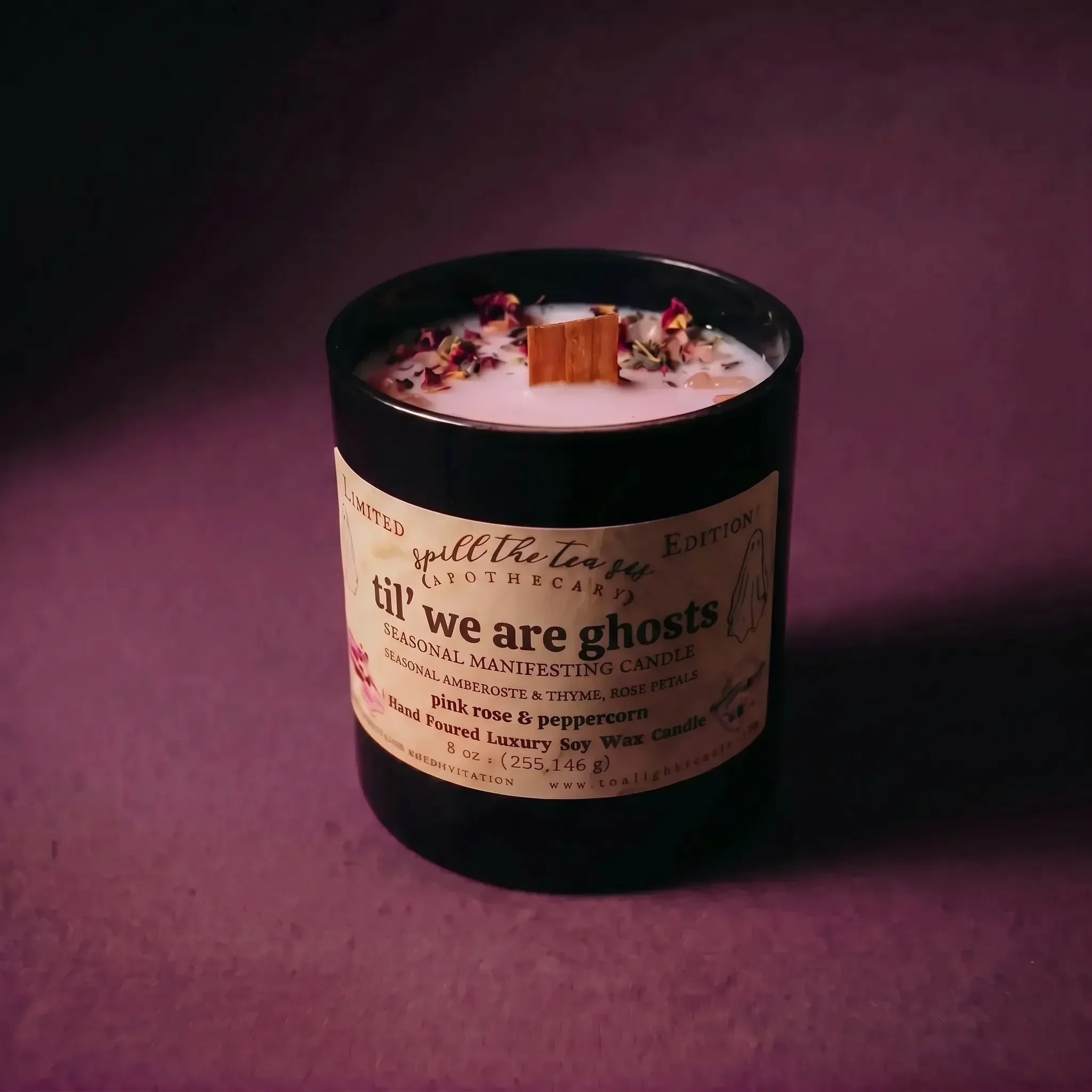 'Til We Are Ghosts Intention Candle | Rose, Pink Peppercorn & Amber Soy Candle