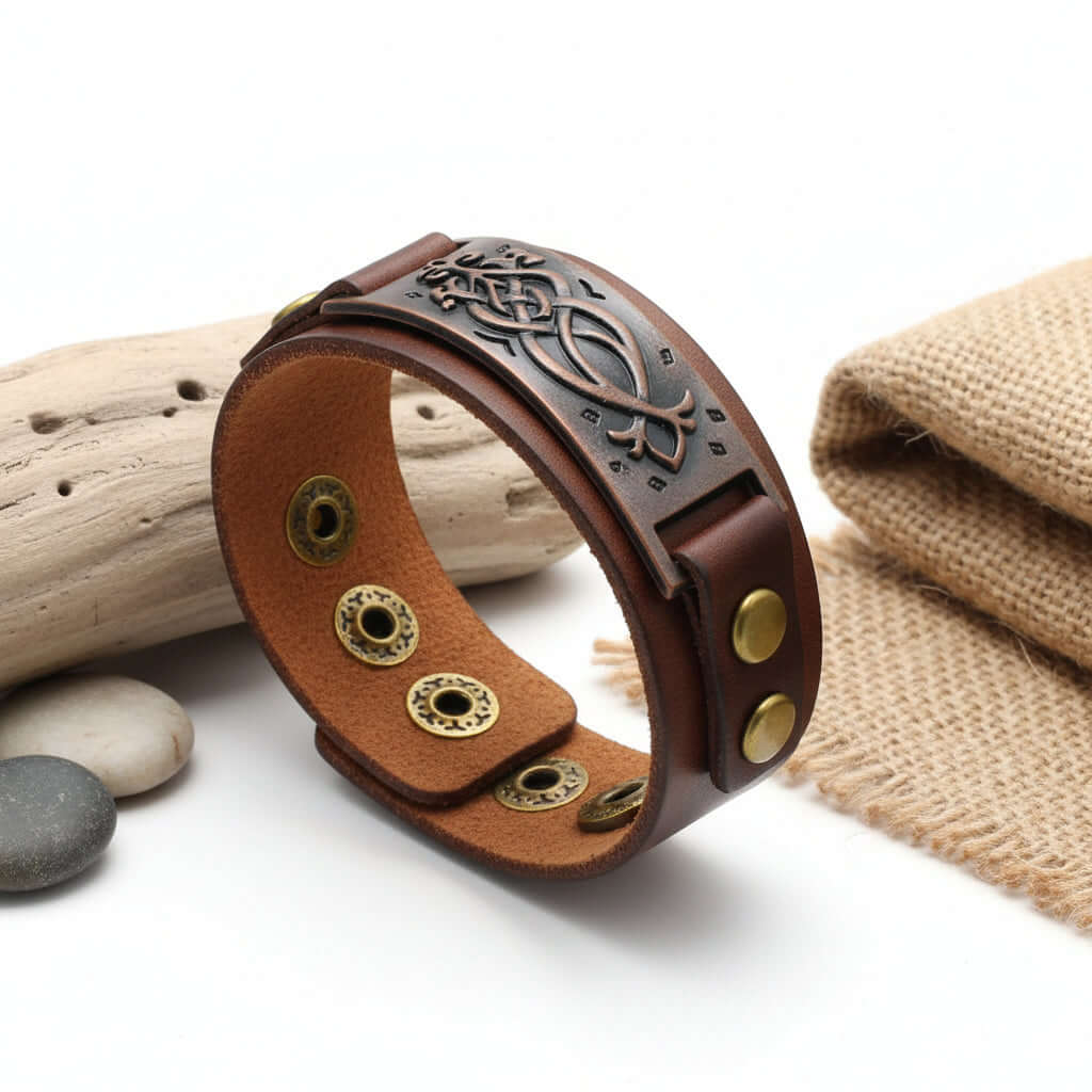 Square Leather Bracelet – Square Design Adjustable Wristband