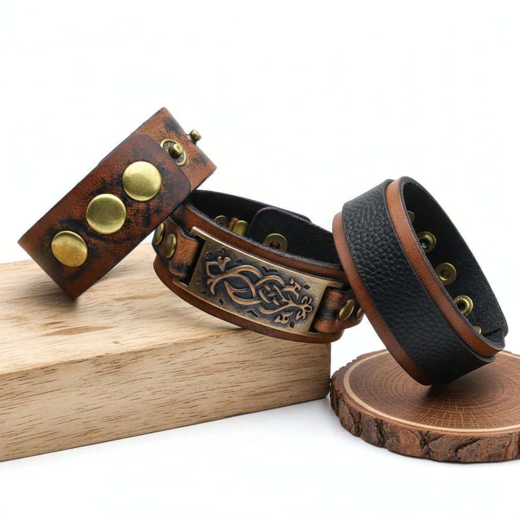 Square Leather Bracelet – Square Design Adjustable Wristband