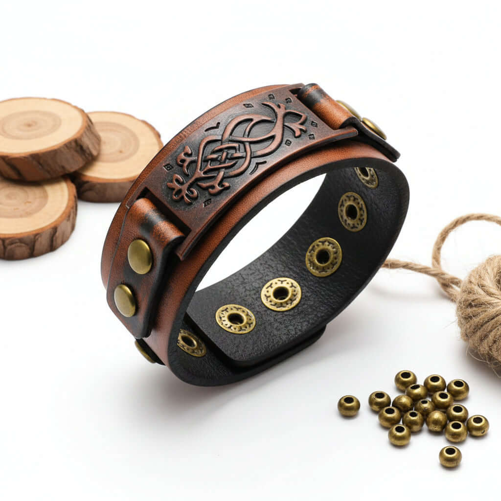 Square Leather Bracelet – Square Design Adjustable Wristband