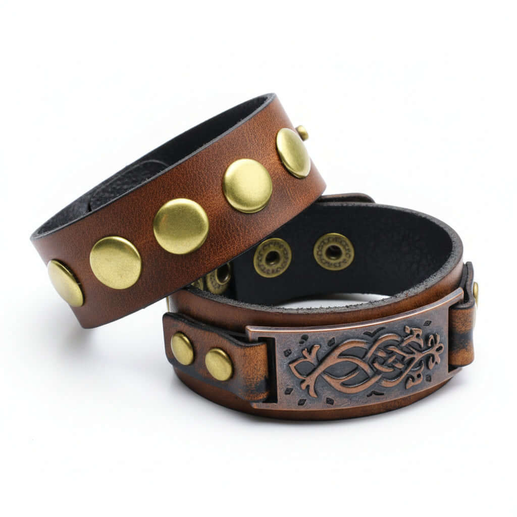 Square Leather Bracelet – Square Design Adjustable Wristband