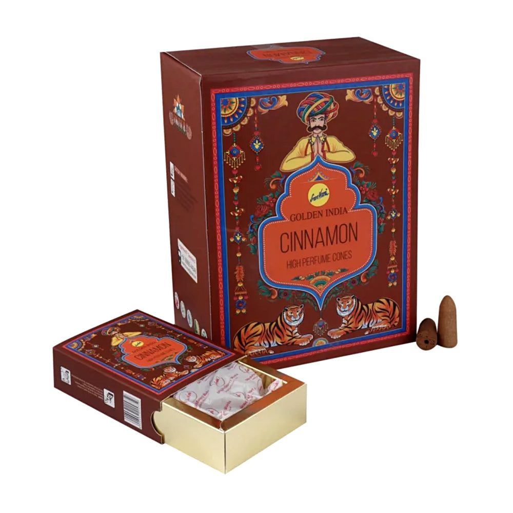 Sree Vani - Golden India Cinnamon Backflow Incense Cones | Incense | Wiccan Center