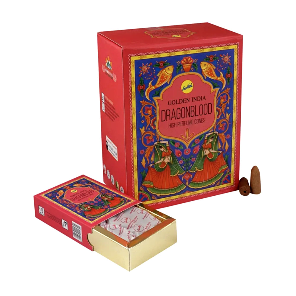 Sree Vani - Golden India Dragonblood Backflow Incense Cones | Incense | Wiccan Center