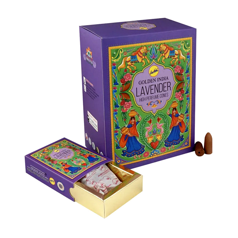 Sree Vani - Golden India Lavender Backflow Incense Cones | Incense | Wiccan Center