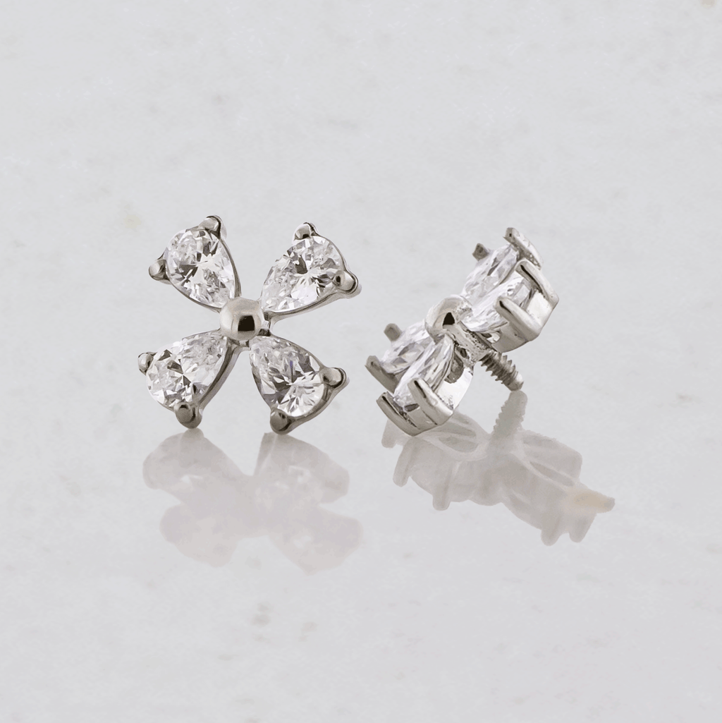 16G/18G Steel Internally Threaded End- Pear Cut Cluster | Body Jewelry | Wiccan Center