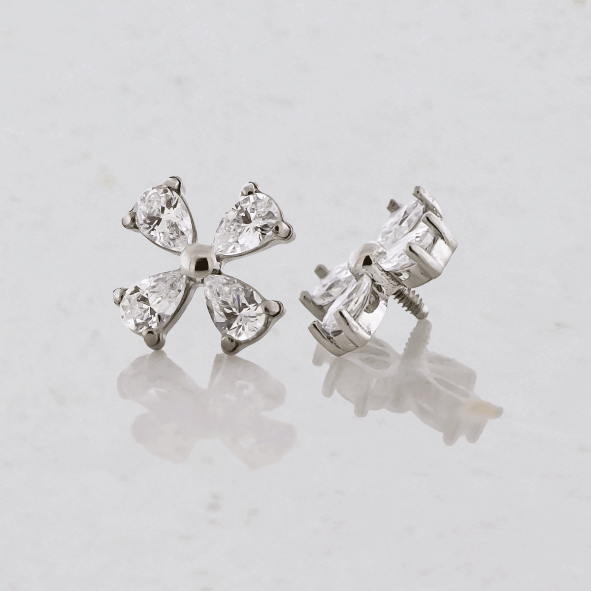 16G/18G Steel Internally Threaded End- Pear Cut Cluster | Body Jewelry | Wiccan Center