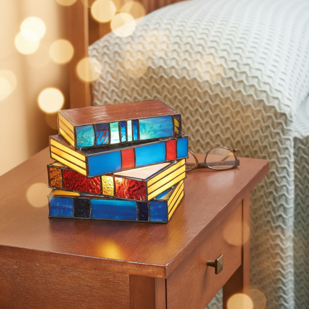 GlassNovel Stained Glass Book Table Lamp E27 Decorative Light | Table Lamps | Wiccan Center