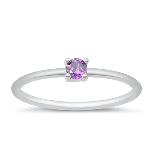 Amethyst Round Stackable Ring in Silver - Get Ready for Your February Birthday! | Birthstone Ring | Wiccan Center