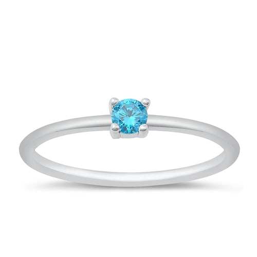 Blue Topaz Round Stackable Ring in Silver - Get Ready for Your December Birthday! | Birthstone Ring | Wiccan Center